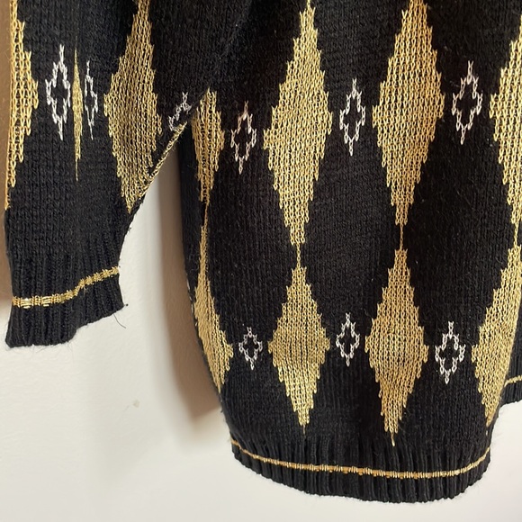 Trimmings Vintage lurex harlequin sweater Sz M - Picture 5 of 9